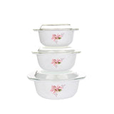 Set 3 caserole din opal cu capac din sticla ,1/1.5/2.5 Litri