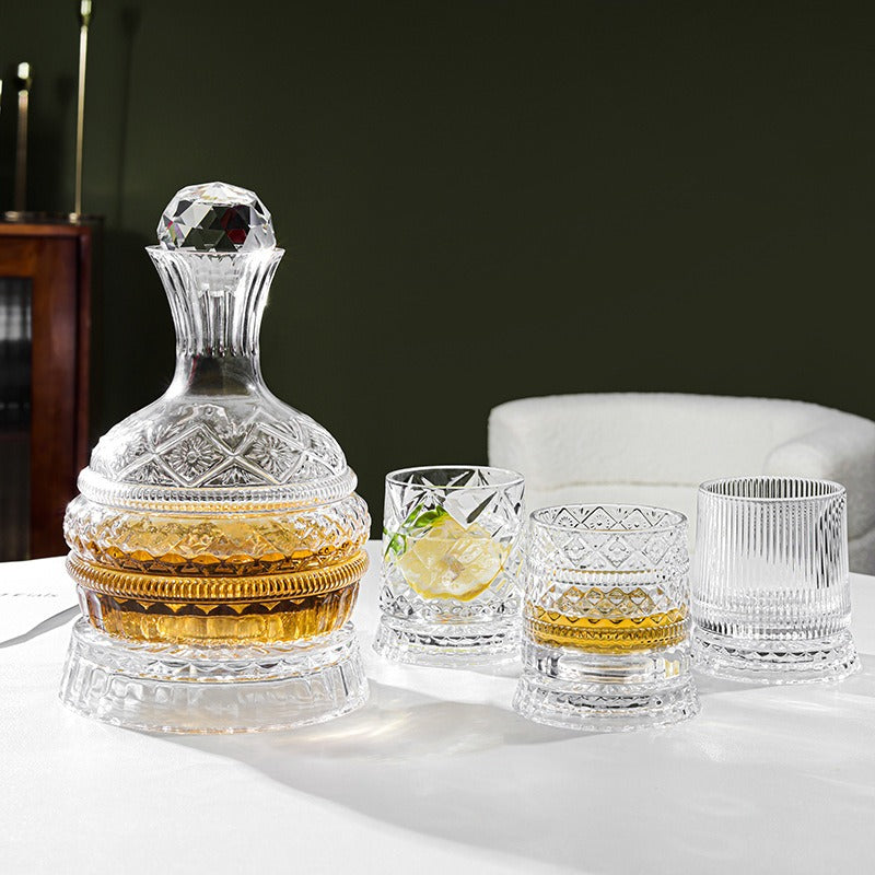 Decantor Elegant de Vin din Cristal, Realizat manual - Dozator de Vin rotativ, 1500 ml