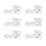 Set 6 cesti Portelan fin, 130 ml cu 6 farfurii ,Luxury Collection