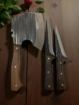 Set de 3 Piese Macelarie,Cutit Lama Groasa 30 cm ,Cutit Lama Groasa 26 cm si Satar Japonez 32 cm