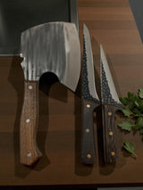 Set de 3 Piese Macelarie,Cutit Lama Groasa 30 cm ,Cutit Lama Groasa 26 cm si Satar Japonez 32 cm