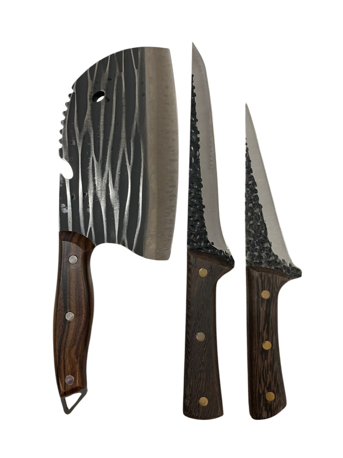 Set de 3 Piese Macelarie,Cutit Lama Groasa 30 cm ,Cutit Lama Groasa 26 cm si Satar Otel 30 cm