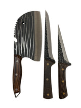 Set de 3 Piese Macelarie,Cutit Lama Groasa 30 cm ,Cutit Lama Groasa 26 cm si Satar Otel 30 cm