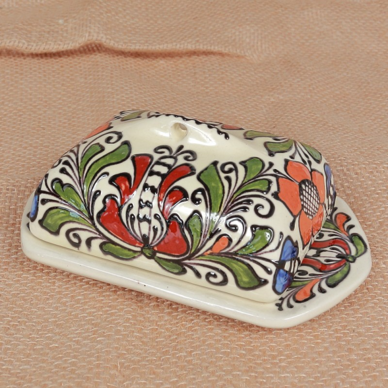 Suport de unt din ceramica pictat manual Traditional - ceramică de Corund , 19x12x8 cm