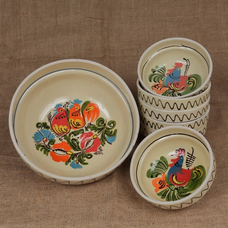 Castron Ceramica , pictat manual , 16*7 cm,800 ml