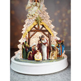 Decoratiune Muzica - Brad cu scena Nasterii,led, 33x20 cm