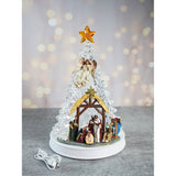 Decoratiune Muzica - Brad cu scena Nasterii,led, 33x20 cm