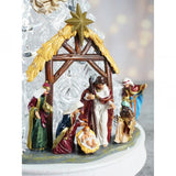Decoratiune Muzica - Brad cu scena Nasterii,led, 33x20 cm