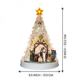 Decoratiune Muzica - Brad cu scena Nasterii,led, 33x20 cm