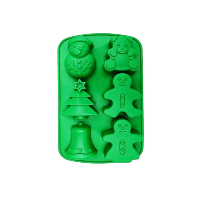 Forma silicon pentru prajituri, Tema Craciun, 6 cavitati,25 cm