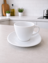 Set 6 cesti de cafea cu farfurioare din opal , Alb