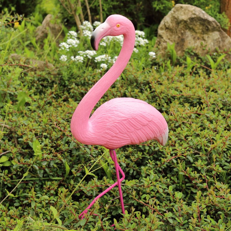 Flamingo, ornament decorativ pentru Curte sau Gradina, Plastic ,Roz Deschis, 100/65  cm