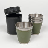 Set 4 pahare Inox cu Husa din Piele