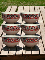 Set 6 Boluri din Portelan cu Motiv Traditional, 14 cm