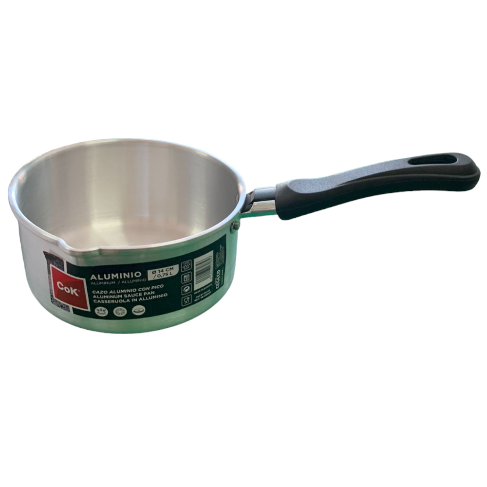 Cratita din aluminiu cu coada, 14 cm, 0.75 L, Cok