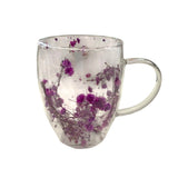 Set 2 Cani cu Pereti Dubli din sticla termorezistenta  , Flori Multicolore 350 ml