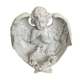 Decoratiune Ingeras, lucrata manual din Ipsos,cu suport de lumanare 22x17cm