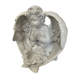 Decoratiune Ingeras, lucrata manual din Ipsos,cu suport de lumanare 22x17cm