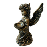 Decoratiune Ingeras, lucrata manual din ceramica cu suport de lumanare ,33 cm, Bronz
