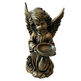 Decoratiune Ingeras, lucrata manual din ceramica cu suport de lumanare ,33 cm, Bronz