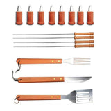Geanta cu 18 Accesorii multifunctionale pentru gratar cu maner din memn 43x30x7.5 cm