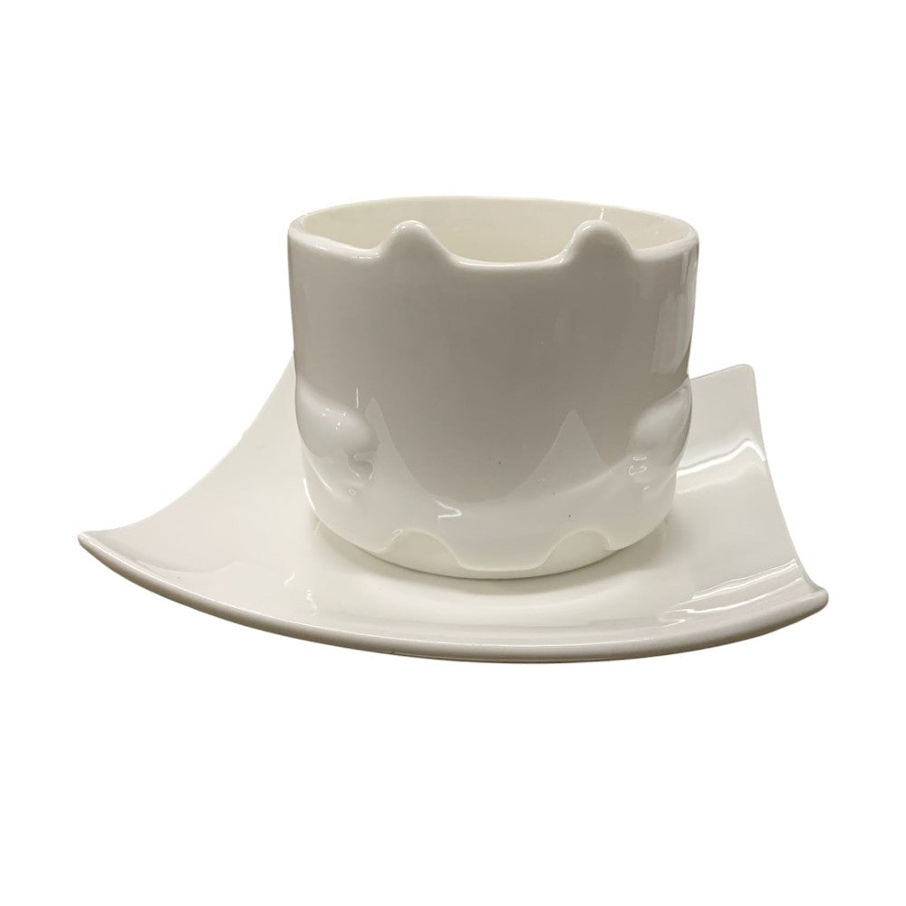 Set 6 cesti cu farfurioare , model 3D pisica , Portelan , 200 ml