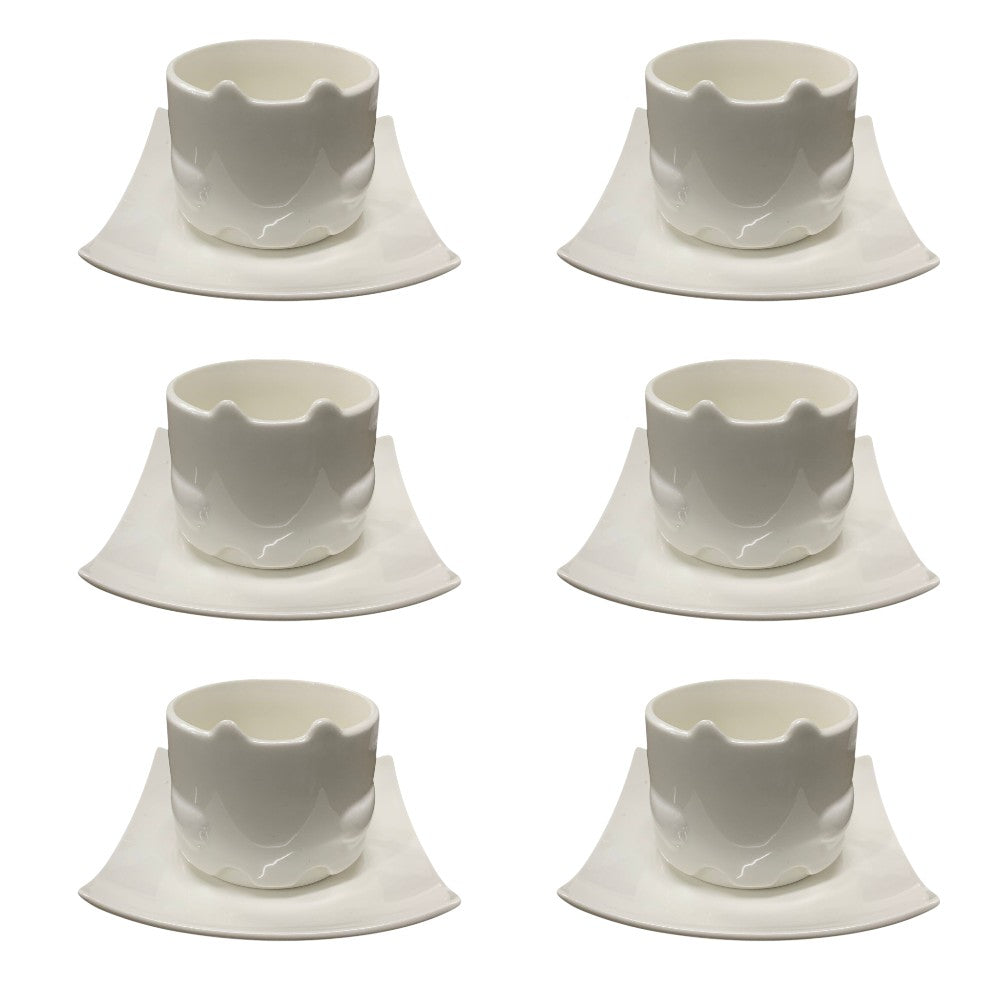 Set 6 cesti cu farfurioare , model 3D pisica , Portelan , 200 ml