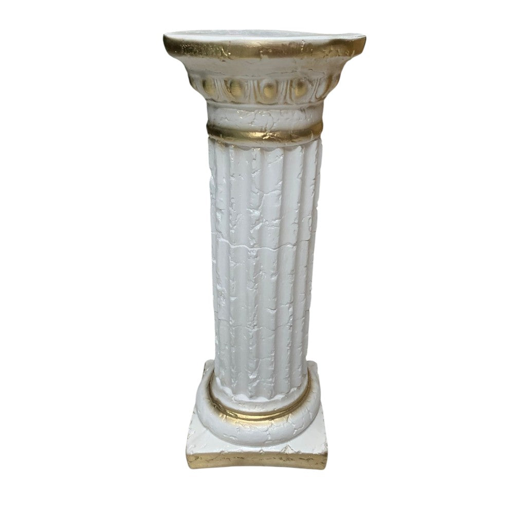 Coloana Greceasca, ceramica dura , 60 cm ,alb-auriu/ negru- aramiu
