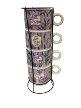 Set 4 cesti din Ceramica cu suport metalic, 220 ml , diverse modele