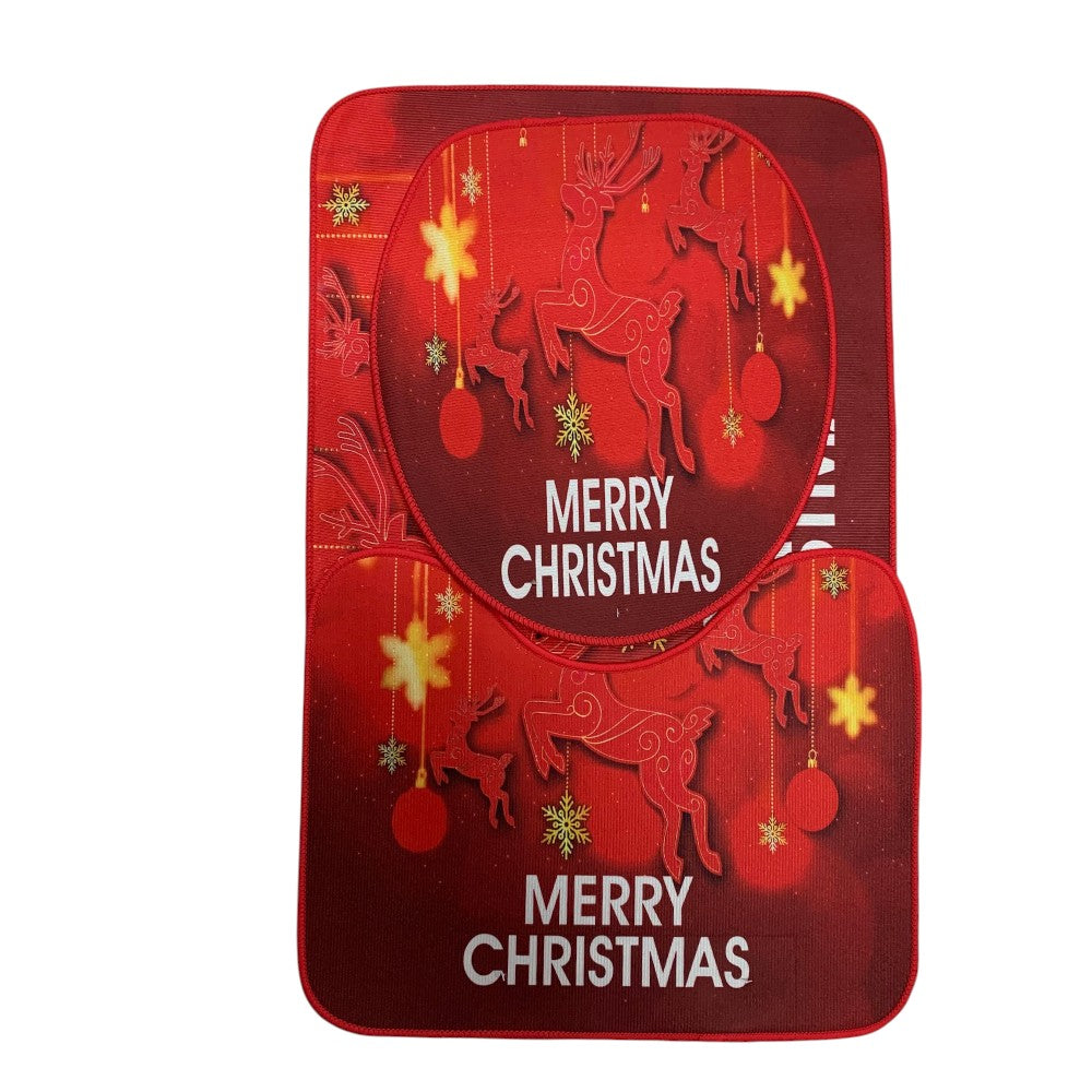 Set 3 covorase baie , antiderapante, Model Craciun