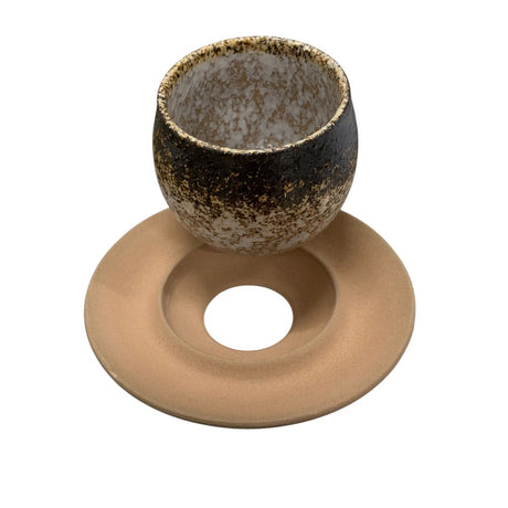 Set cescuta si farfurie ceramica in stil japonez, 80 ml