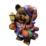 Figurina/Decoratiune Ursulet cu Felinar, pictata manual, rasina, 40 cm