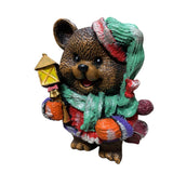 Figurina/Decoratiune Ursulet cu Felinar, pictata manual, rasina, 40 cm