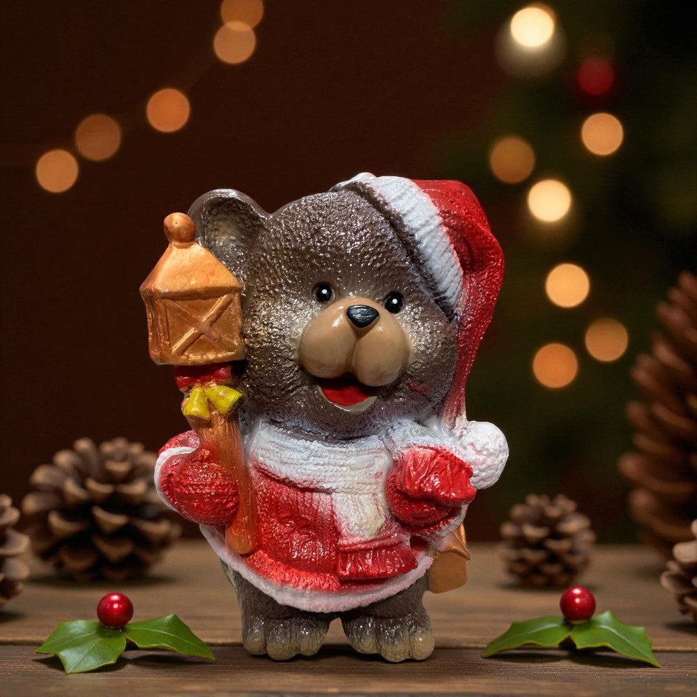 Figurina/Decoratiune Ursulet - Pusculita, pictata manual, rasina, 28 cm