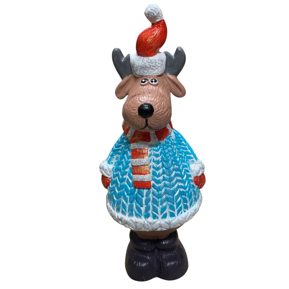 Figurina/Decoratiune Ren, pictata manual, rasina, 32 cm