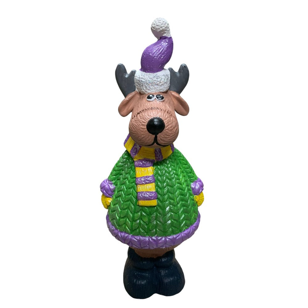 Figurina/Decoratiune Ren, pictata manual, rasina, 32 cm