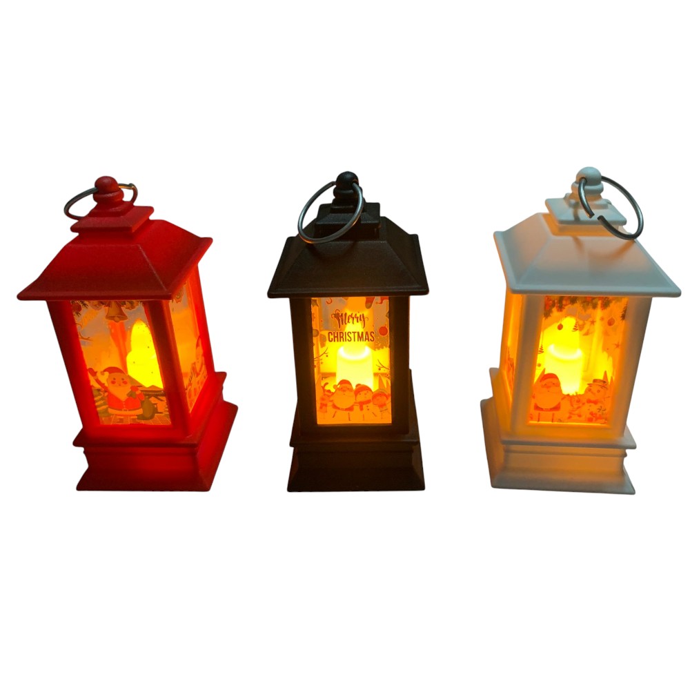 Set 3 mini Felinare Craciun LED color,6 cm