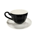 Set de 6 cesti + 6 farfurioare,opal, 200 ml, model alb si negru