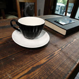 Set de 6 cesti + 6 farfurioare,opal, 200 ml, model alb si negru