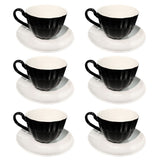 Set de 6 cesti + 6 farfurioare,opal, 200 ml, model alb si negru