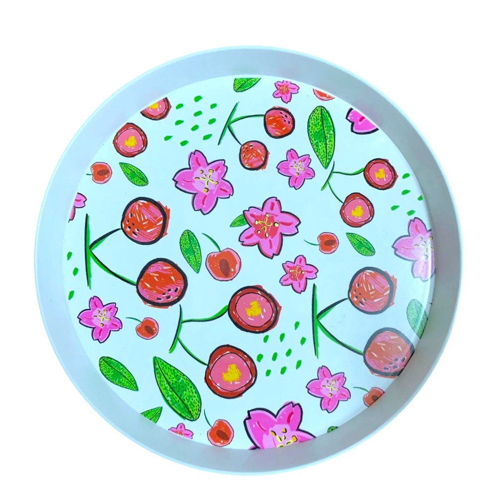 Tava servire rotunda cu Model, Plastic, 35 cm