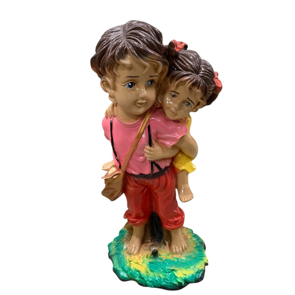 Figurina de gradina Baiat si fata, multicolor, ceramica, 50 cm