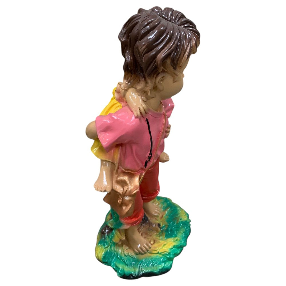 Figurina de gradina Baiat si fata, multicolor, ceramica, 50 cm
