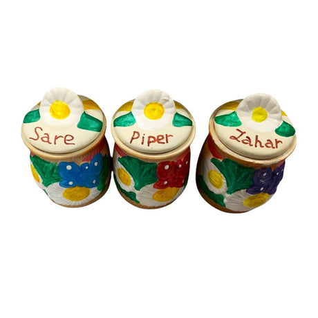 Set 3 Recipiente Lut , pictate manual , 13 cm