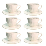 Set de 6 cesti si 6 farfurii , 250 ml, Luxury Collection , Alb - Margine Aurie