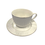 Set de 6 cesti si 6 farfurii , 250 ml, Luxury Collection , Alb - Margine Aurie