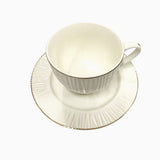 Set de 6 cesti si 6 farfurii , 250 ml, Luxury Collection , Alb - Margine Aurie