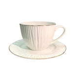Set de 6 cesti si 6 farfurii , 250 ml, Luxury Collection , Alb - Margine Aurie