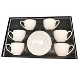 Set de 6 cesti si 6 farfurii , 250 ml, Luxury Collection , Alb - Margine Aurie