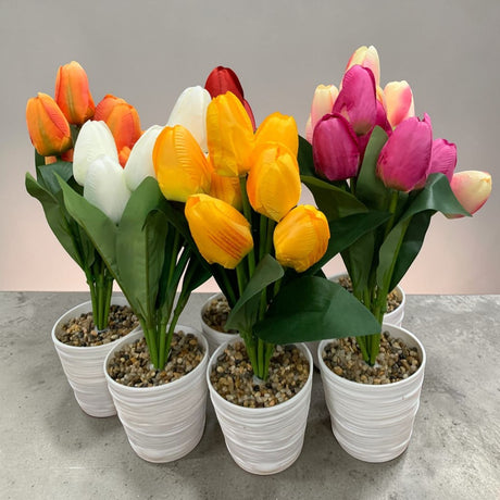 Lalele artificiale in ghiveci,7 fire,38 cm